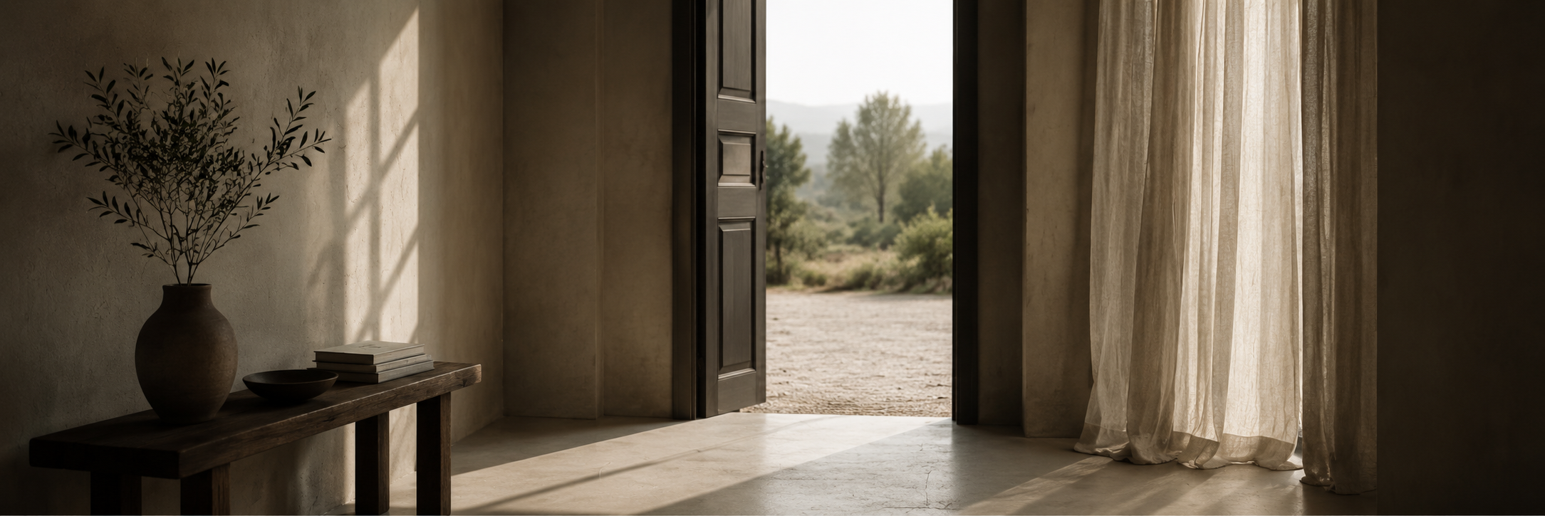 A quiet interior with soft morning light